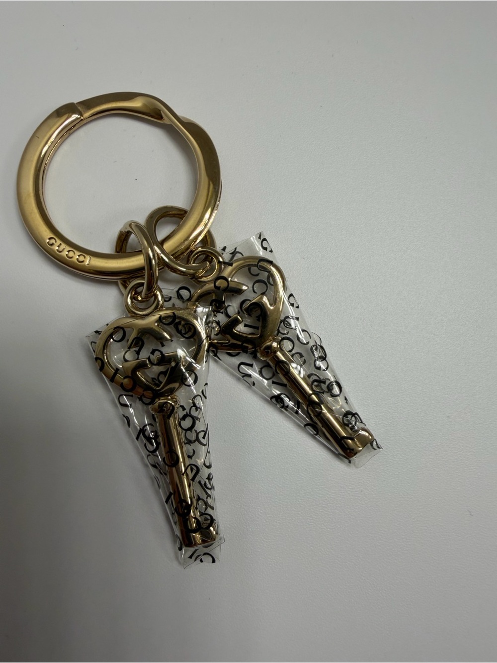 Gucci Gold Interlocking Silver Heart Key Charm/Bag Charm